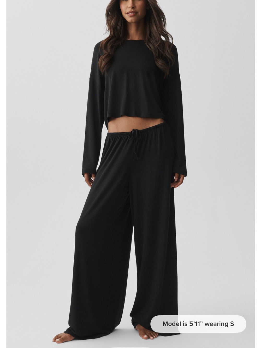 ALO Yoga semi sheer oasis wide leg pants black size S